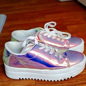Holograph platform sneakers